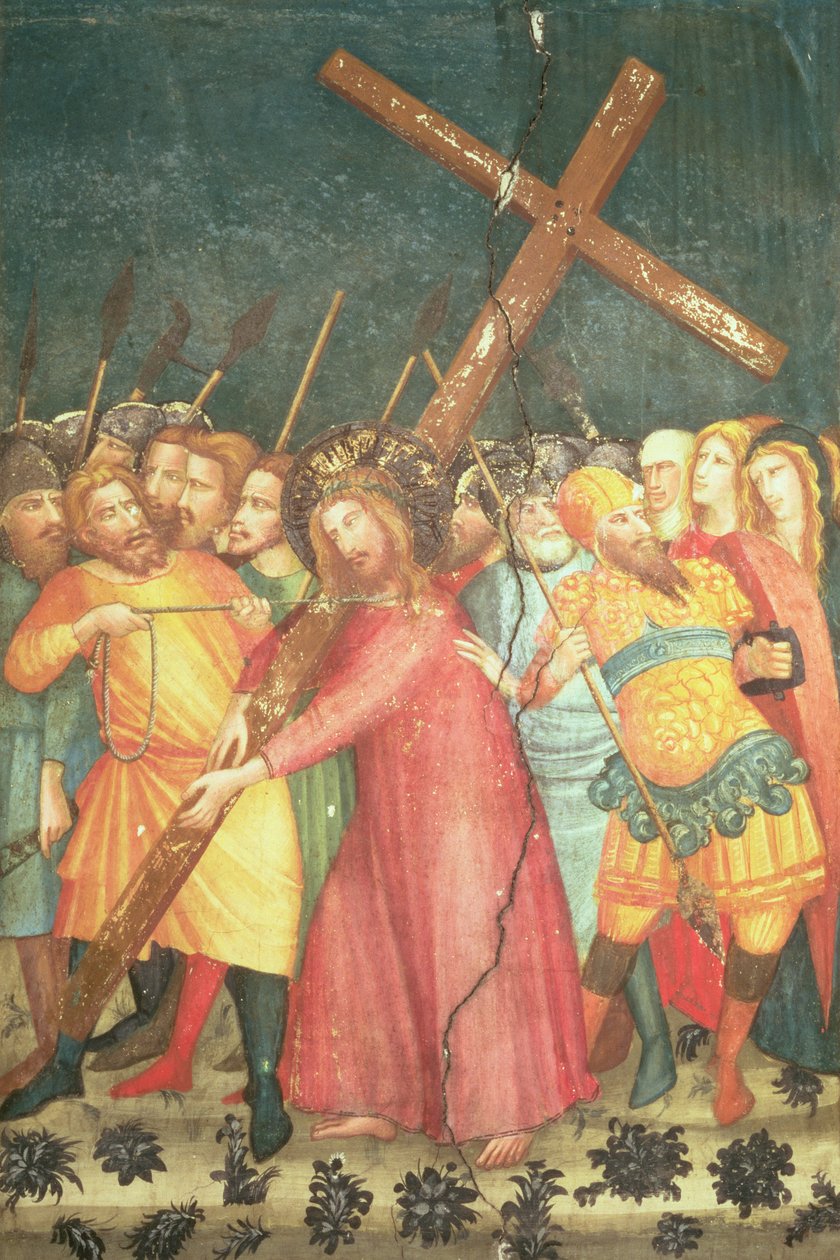 Kristus bærer sitt kors på vei til Golgata (fresco) av Ferrer Bassa
