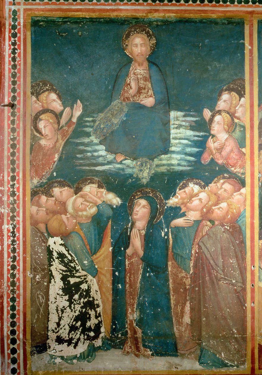 Kristi himmelfart omgitt av apostler og jomfru Maria (fresco) av Ferrer Bassa