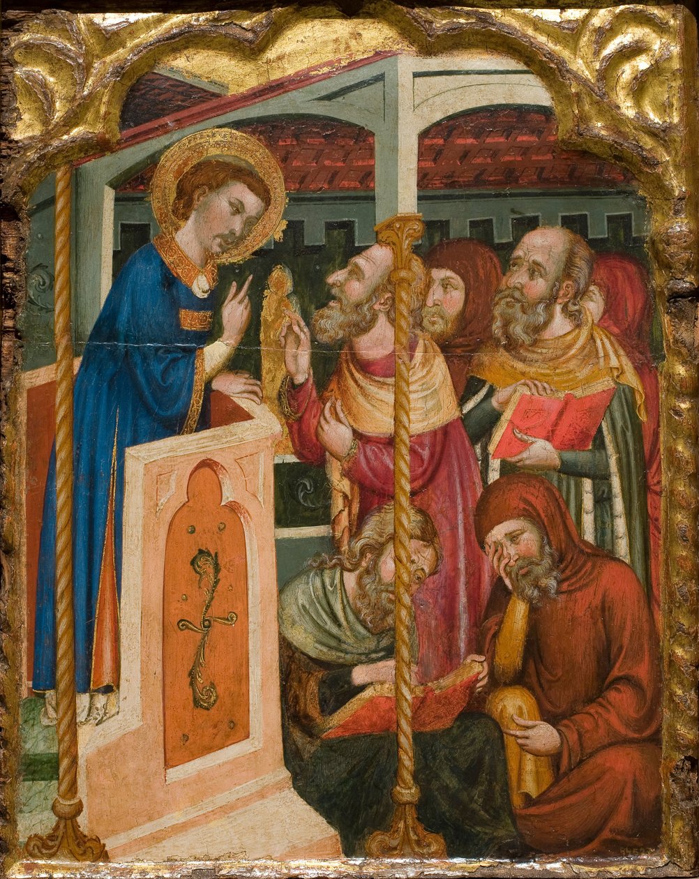 Saint Stephens strid med jødene, ca 1350 av Ferrer and Arnau Bassa,