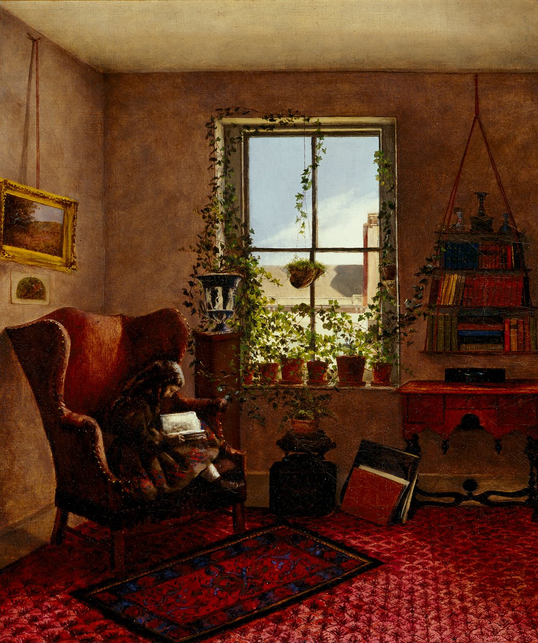 Laura Brown i en Wing Chair, 1867 av Fidelia Bridges