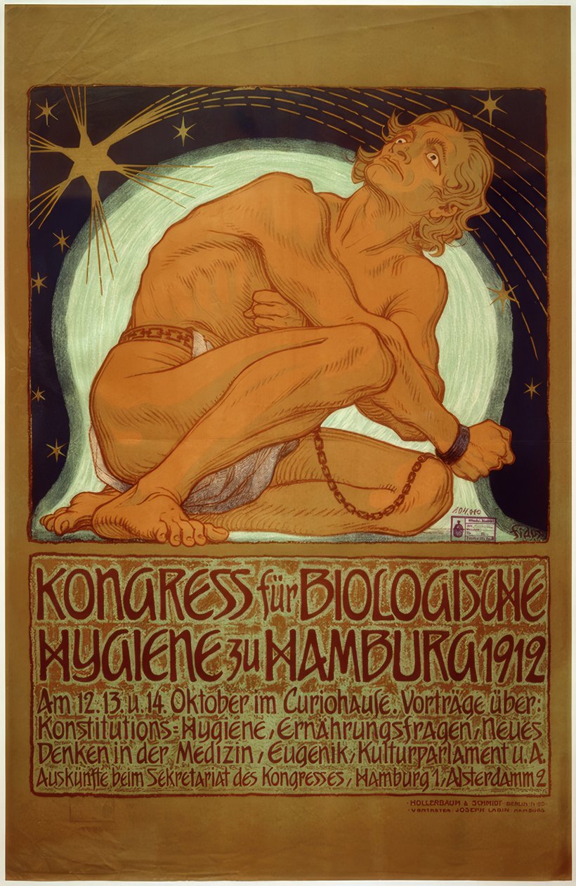 "Kongress for biologisk hygiene i Hamburg 1912" / Fidus / Plakat, 1912 av Fidus