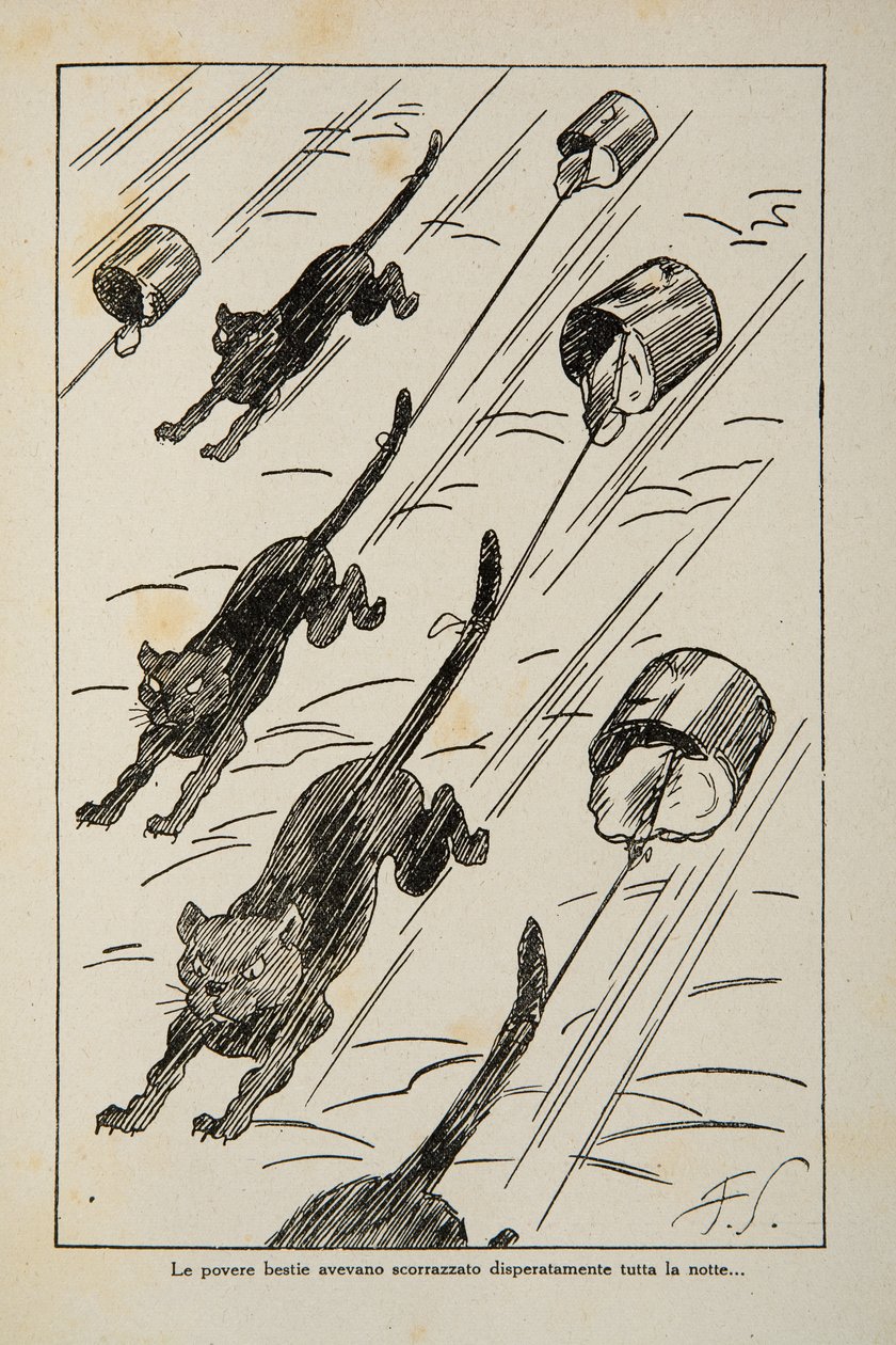 Illustrasjon fra en barnebok, ca. 1920-30 av Filiberto Scarpelli
