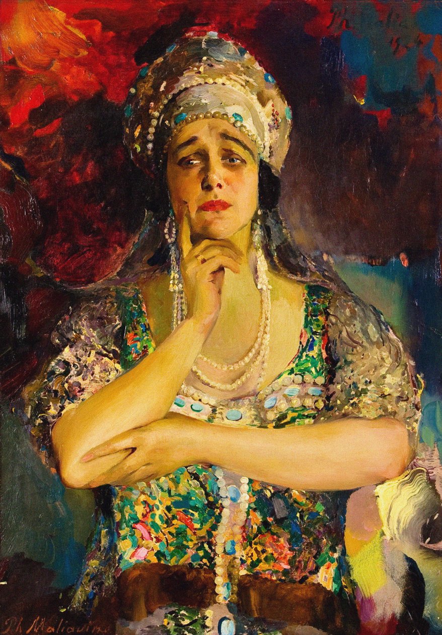 Portrett av sangeren Nadezhda Plevitskaya, 1924 av Filipp Andreevic Maljavin