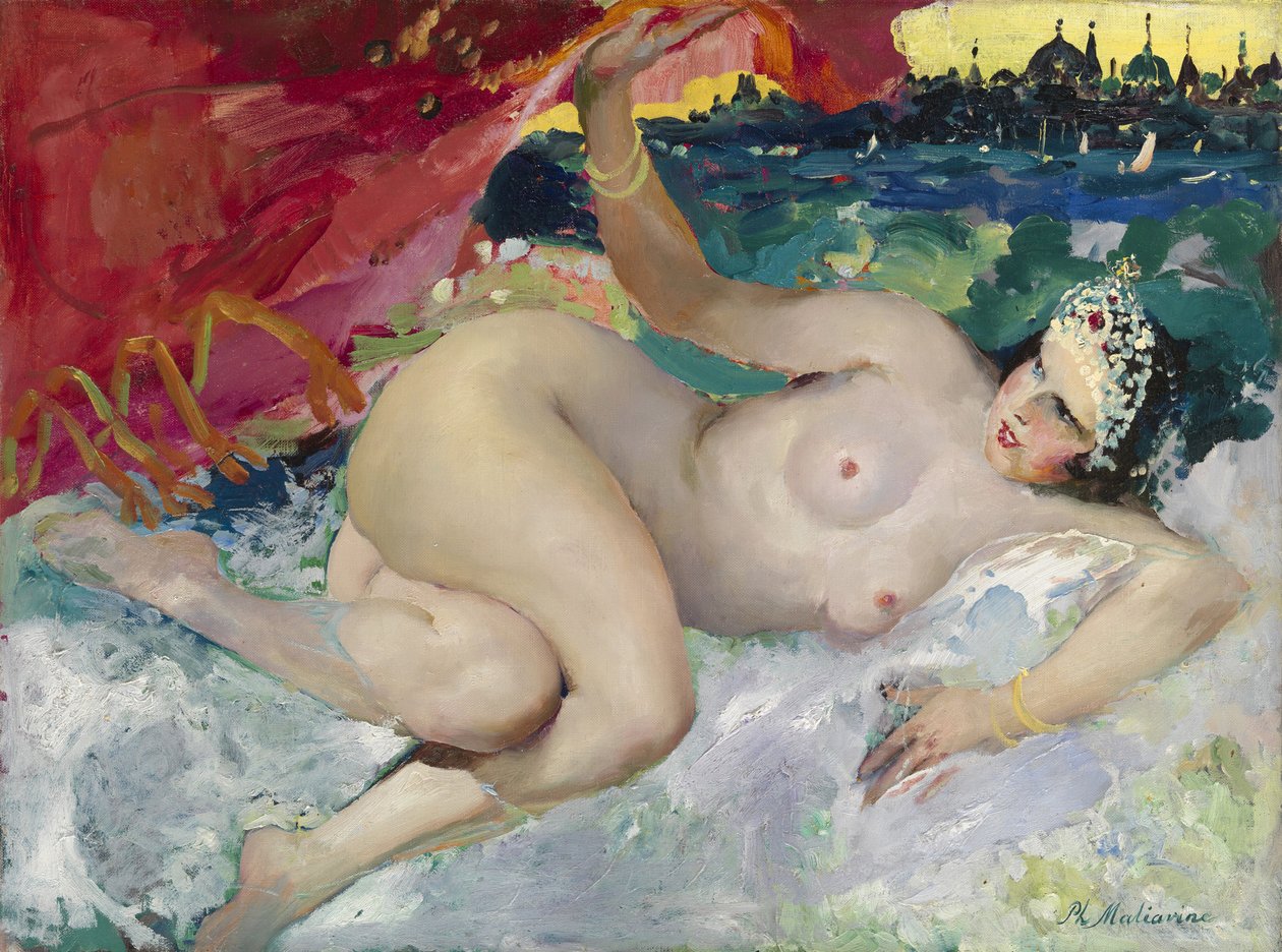 ""Danae"" Maleri av Filipp Andreevich Maliavin (Maliavine) (eller Andreyevich Malyavin) (1869-1940) Privat samling av Filipp Andreevich Maliavin