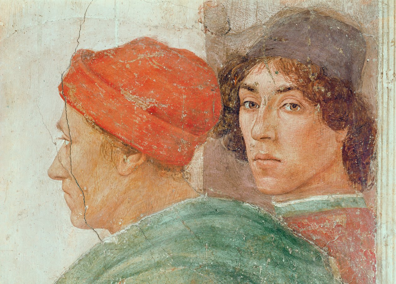 Detalj av tvisten med Simon Mago, ca. 1484-85 (detalj av 237996) av Filippino Lippi