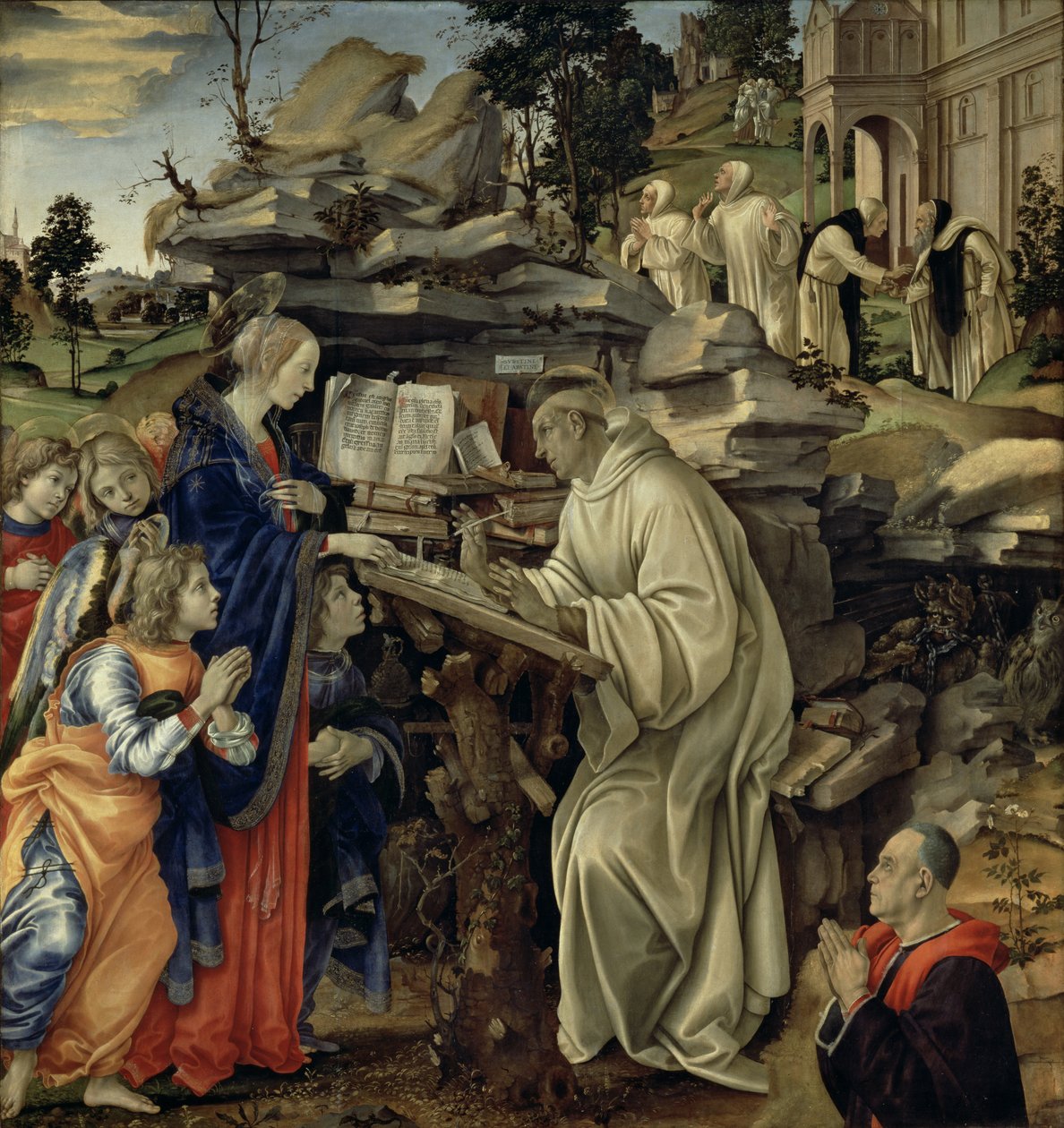 The Vision of St. Bernard, ca. 1485-87 (tempera og olje på panel) (for detaljer se 82733) av Filippino Lippi
