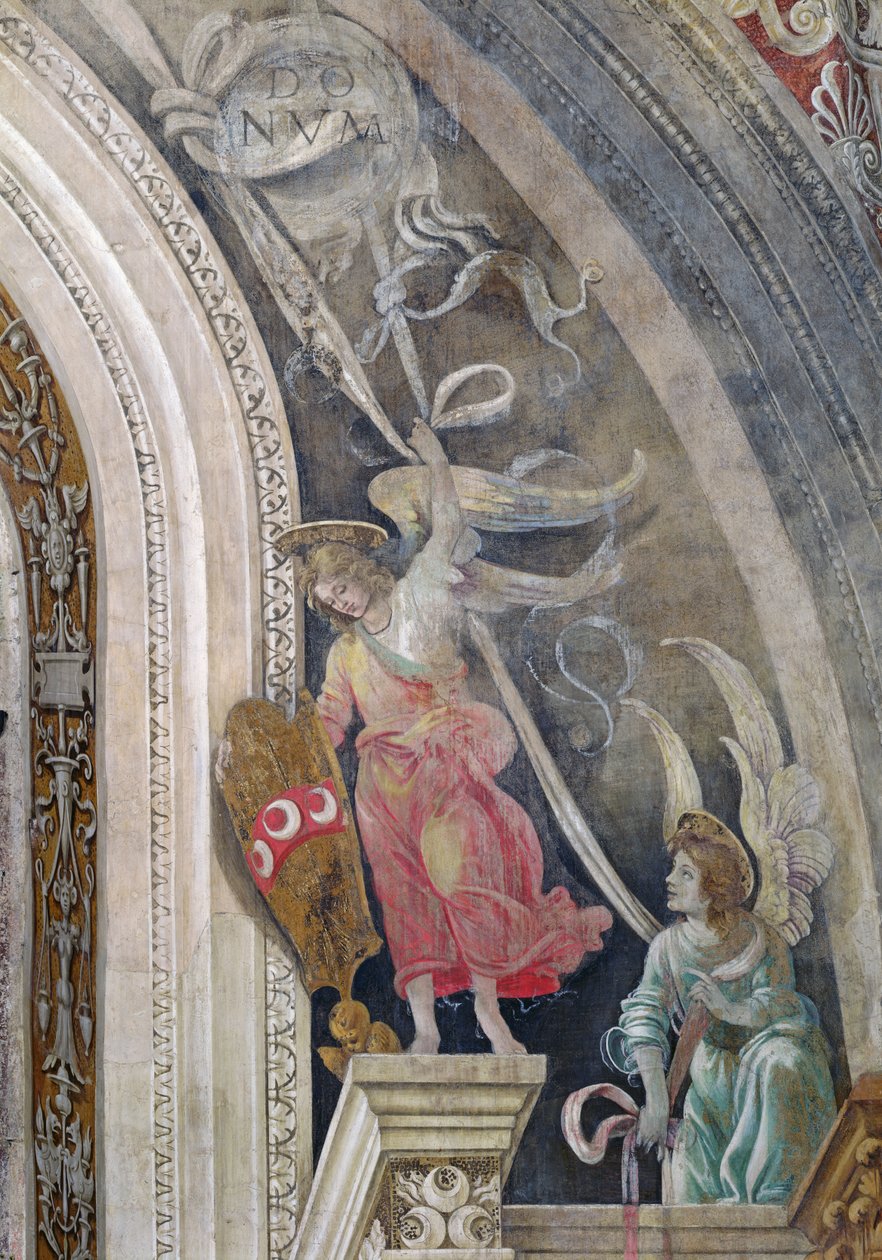 To engler, detalj fra høyre side av østveggen i Strozzi kapell, ca. 1457-1502 av Filippino Lippi
