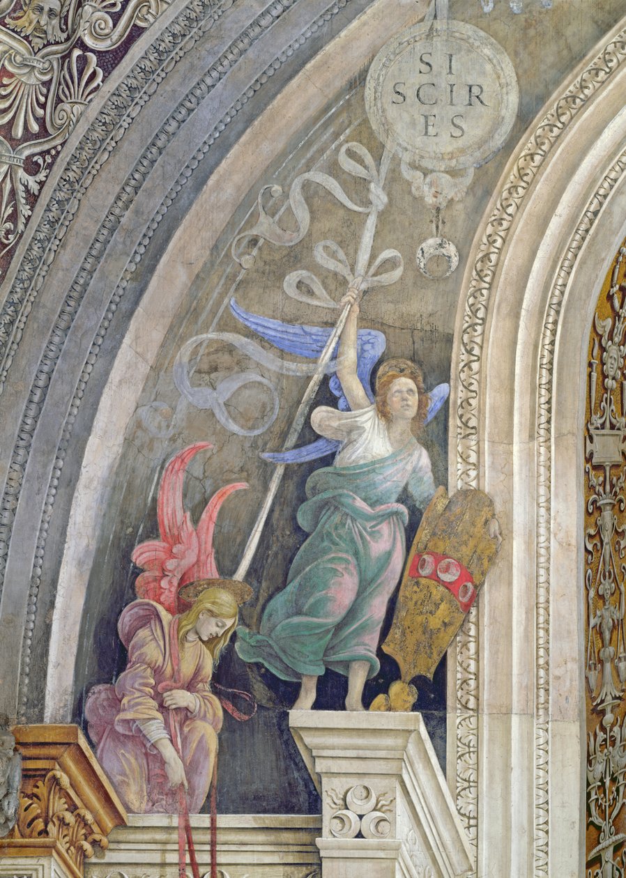 To engler, detalj fra venstre side av østveggen i Strozzi kapell, ca. 1457-1502 av Filippino Lippi