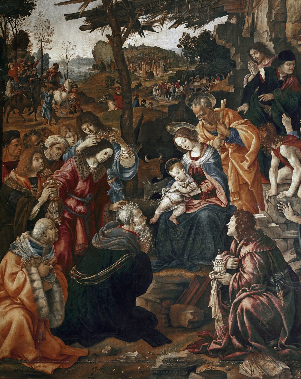 Adoration of the Magi - San Donato-altertavle (olje på panel av Filippino Lippi