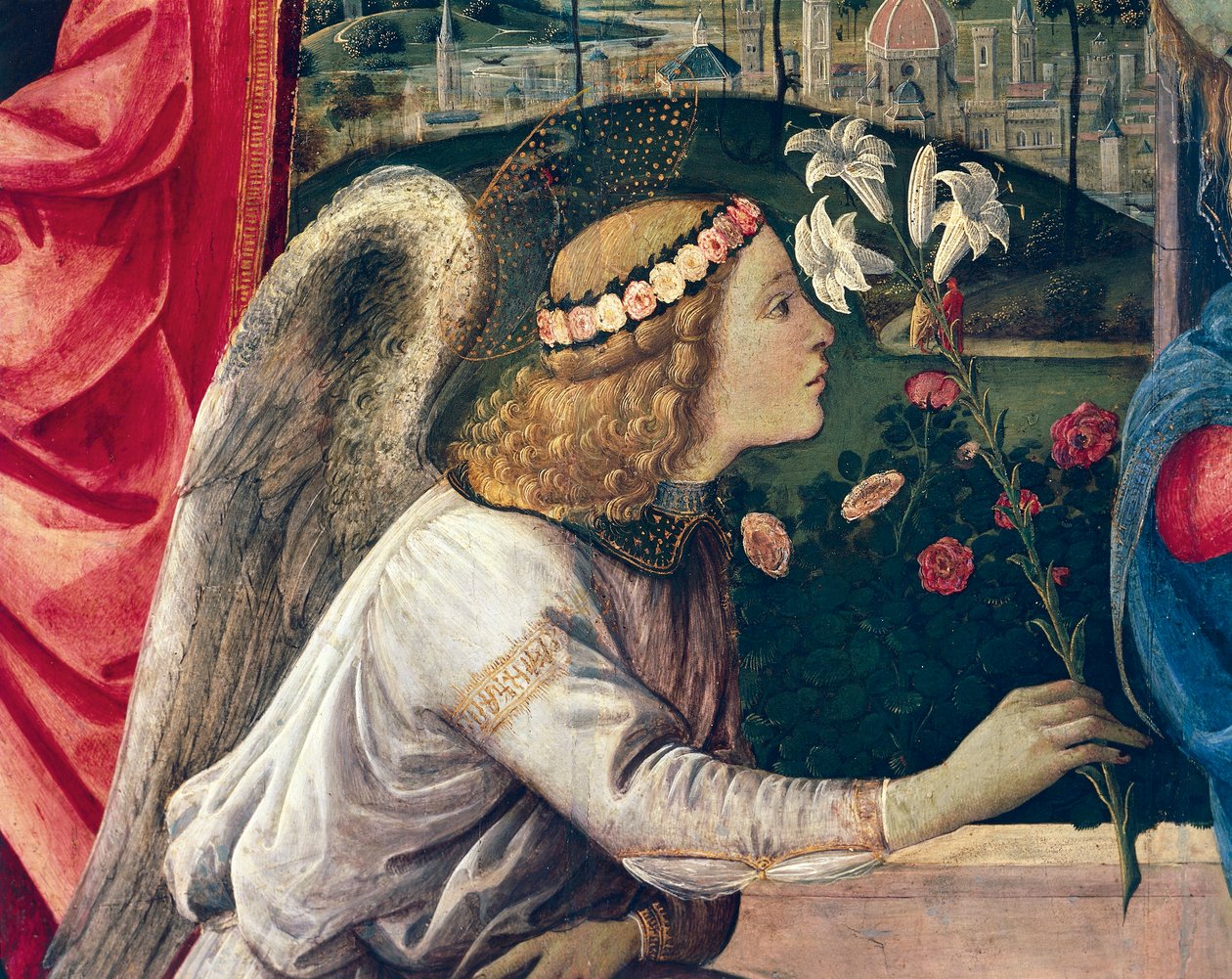 Annunciation and Saints, av Filippino Lippi (1457-ca 1504), olje på lerret av Filippino Lippi