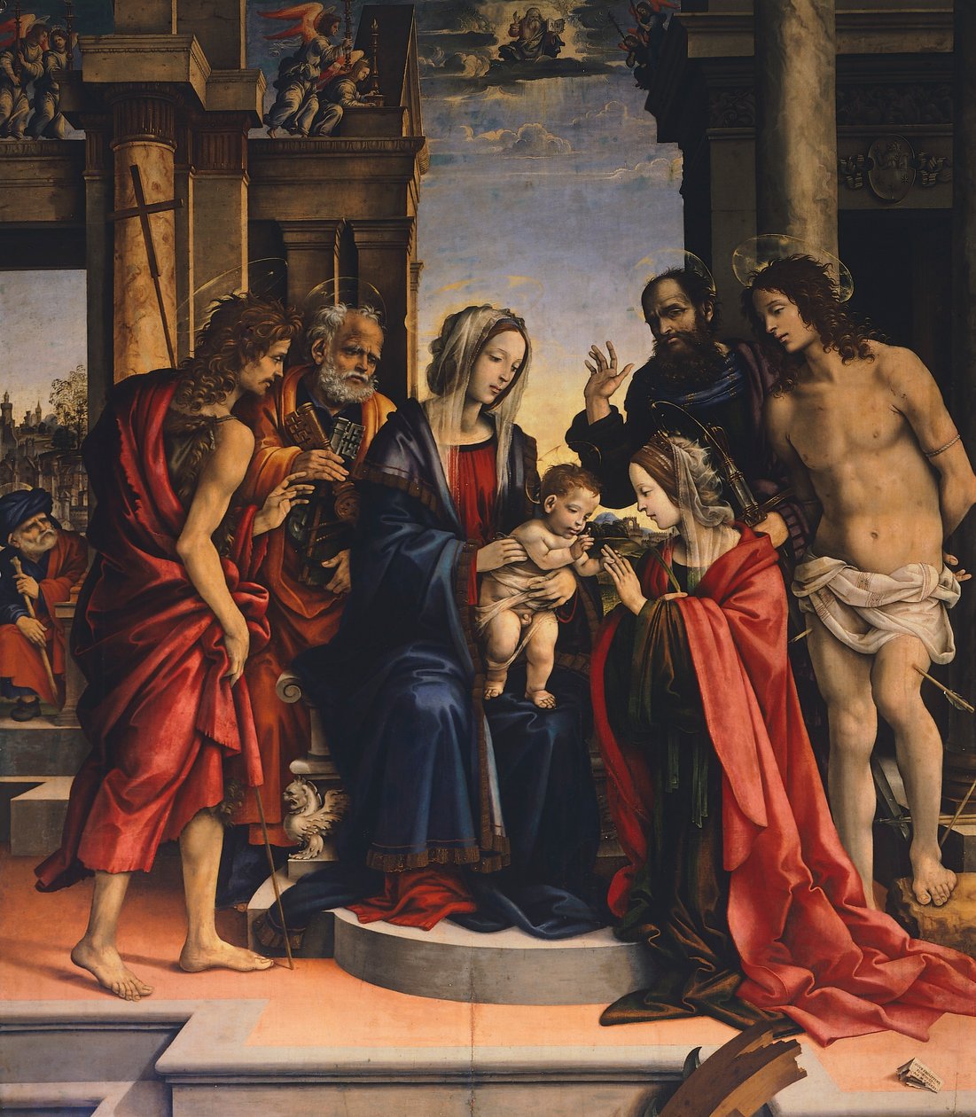 Mystisk ekteskap av Saint Catherine of Alexandria, av Filippino Lippi (1457 ca- 1504), olje på panel, Basilica of San Domenico, Bologna av Filippino Lippi