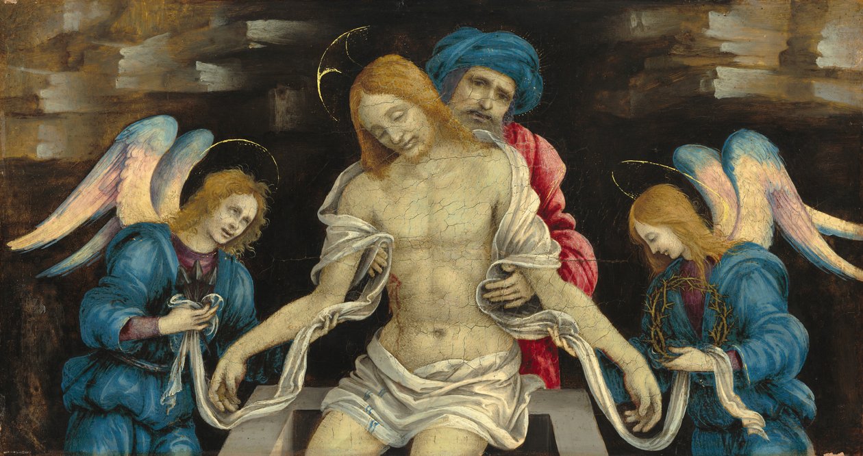 Pietà (Den døde Kristus sørget av Nikodemus og to engler) av Filippino Lippi