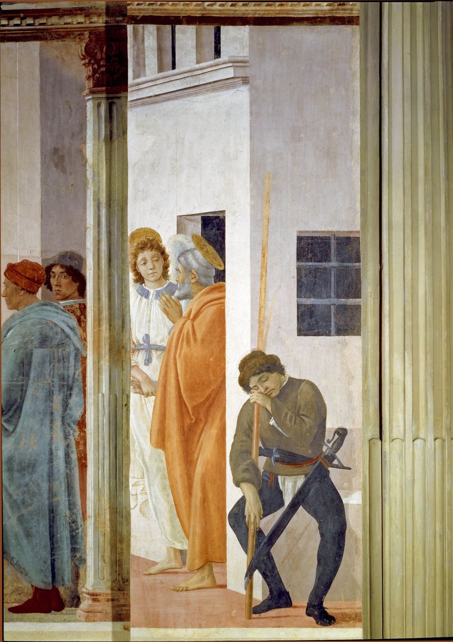 Sankt Peter løslatt fra fengsel av en engel Fresco av filippinske Lippi (1457-1504) 1481-1486 Dim 232x89 cm Firenze kirke Santa Maria del Carmine, Brancacci kapell av Filippino Lippi