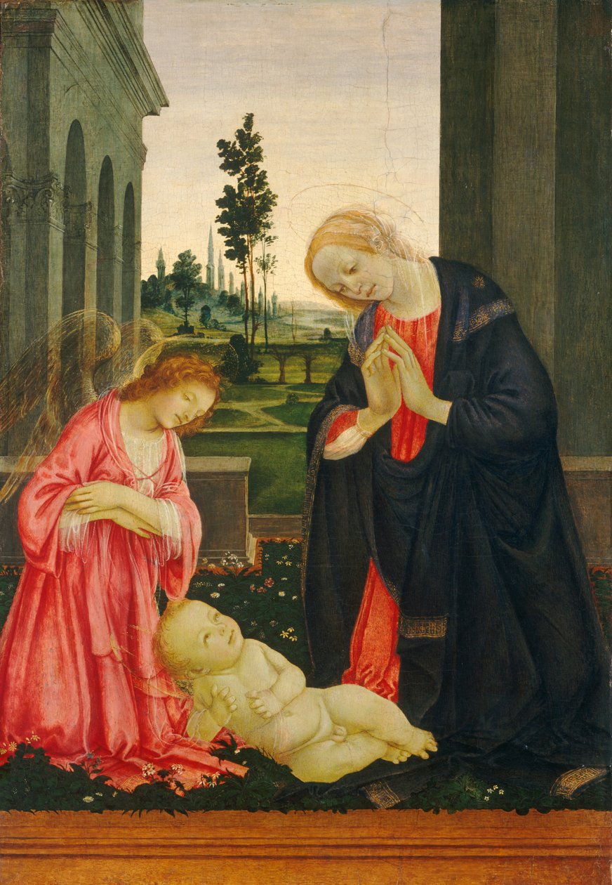 Tilbedelsen av barnet, ca. 14751480. av Filippino Lippi