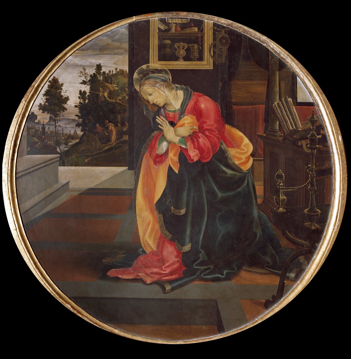 Kunngjøringen. Detalj av jomfruen (olje på lerret av Filippino Lippi