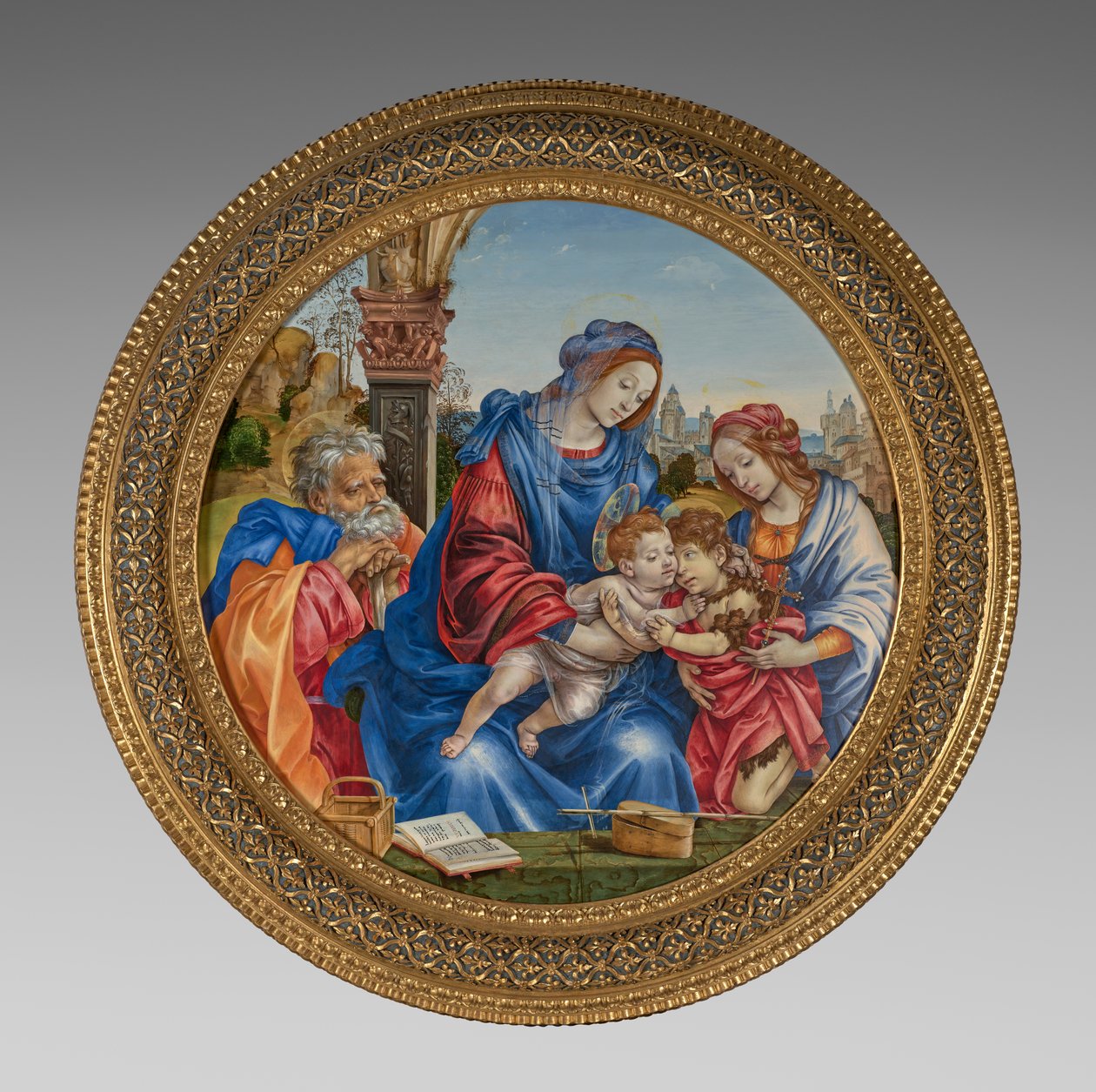 Den hellige familie med døperen Johannes og den hellige Margareta av Filippino Lippi