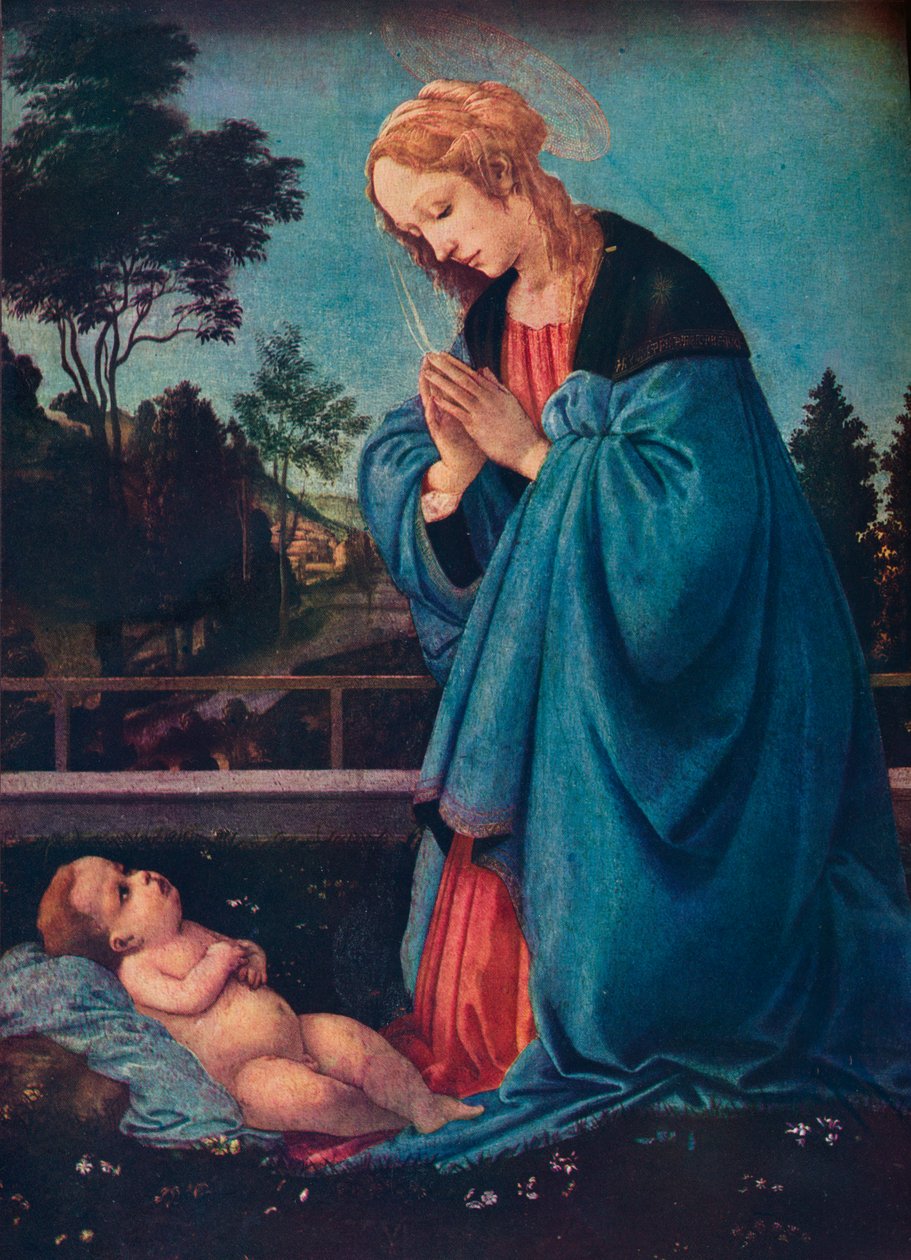 The Madonna Adoring the Christ Child, 1400-tallet, 1910 av Filippino Lippi