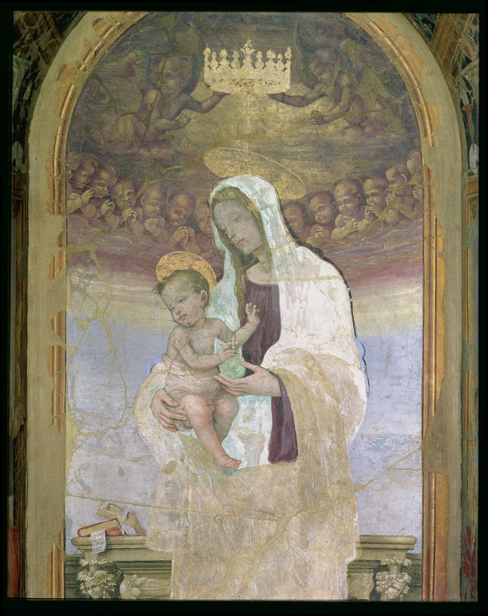 Madonnaen og barnet, en detalj fra tabernaklet til Canto al Mercatale, 1498 av Filippino Lippi