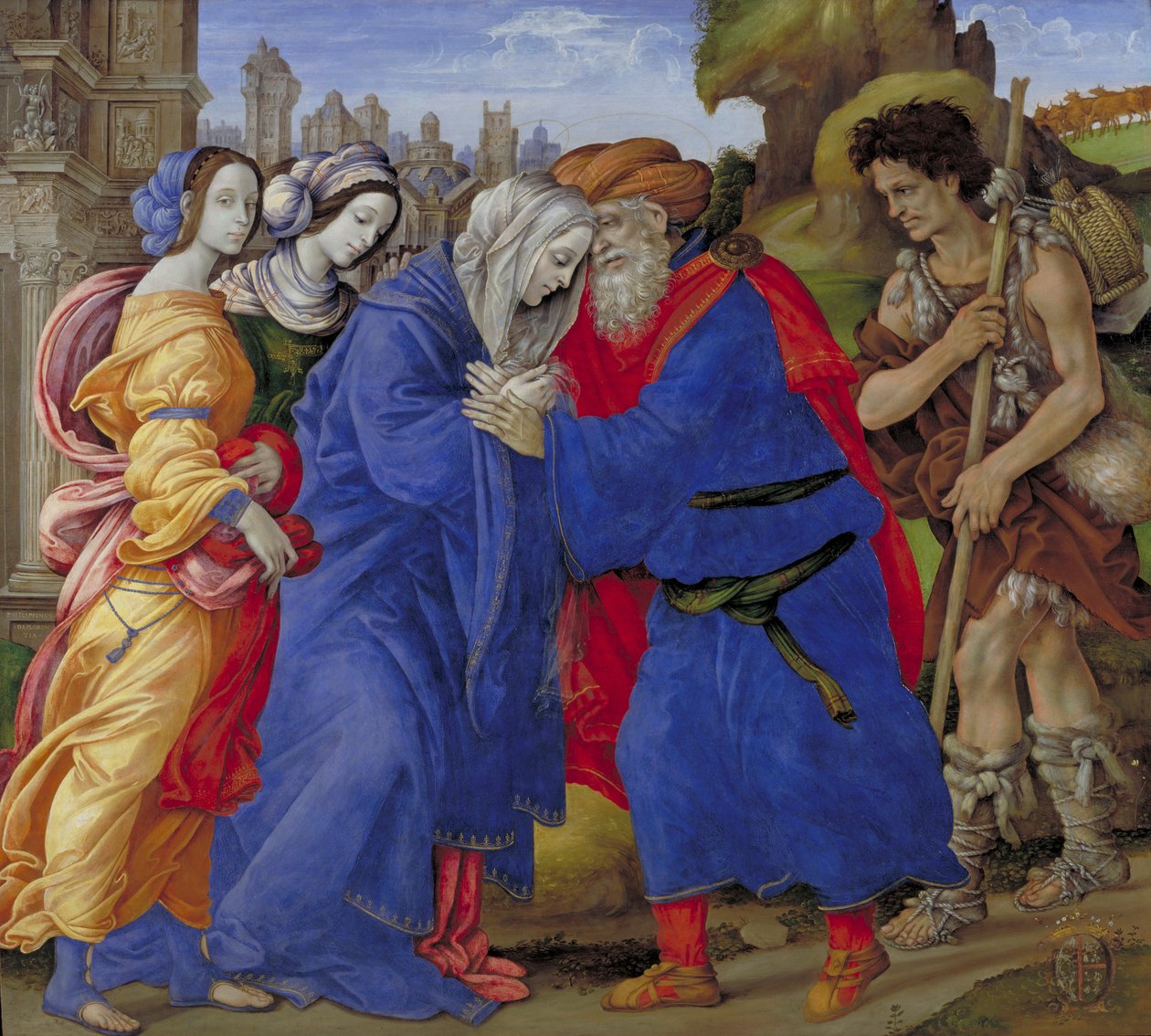 Møtet mellom Joachim og Anne utenfor Jerusalems gyldne port av Filippino Lippi