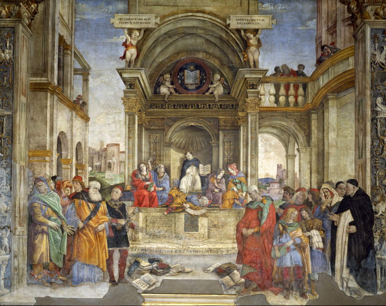 Triumf av Saint Thomas Aquinas over heretics (fresco) av Filippino Lippi