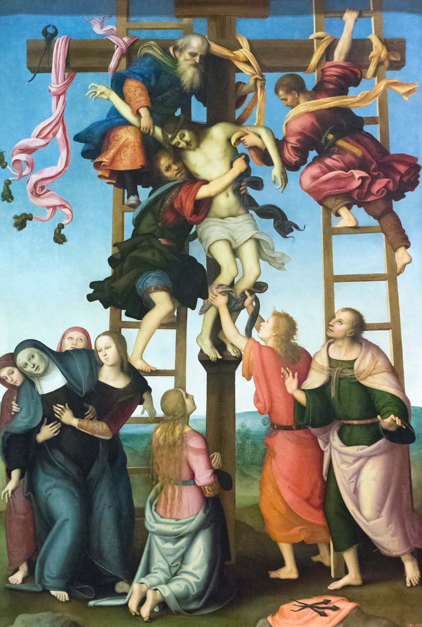 Avsetning fra korset av Filippino & Perugino Pietro (1446 1523) Lippi