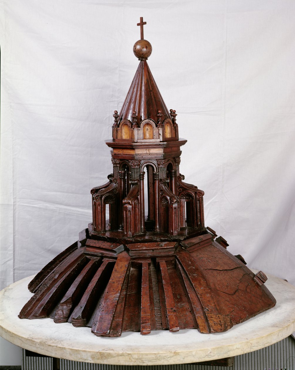 Modell av kuppelen på toppen av Duomo (tre) av Filippo Brunelleschi