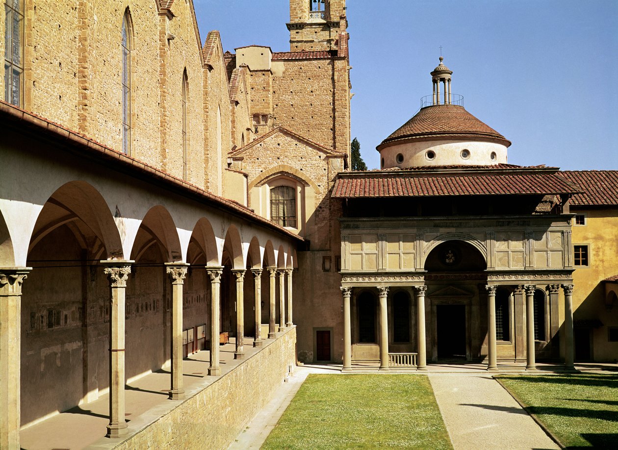 Utsikt over klostrene og Pazzi-kapellet, 1429-46 av Filippo Brunelleschi