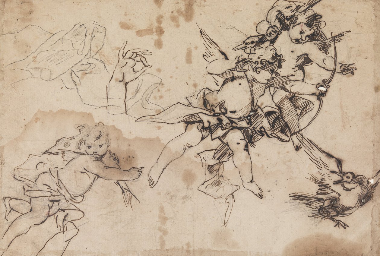 Tre putti av Filippo Falciatore