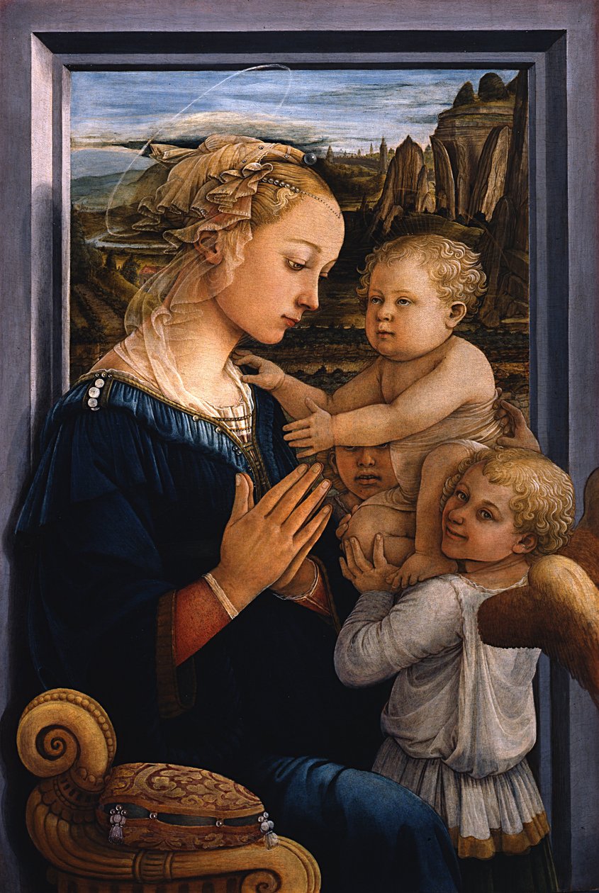 Madonna og Child med to engler av Fra Filippo Lippi