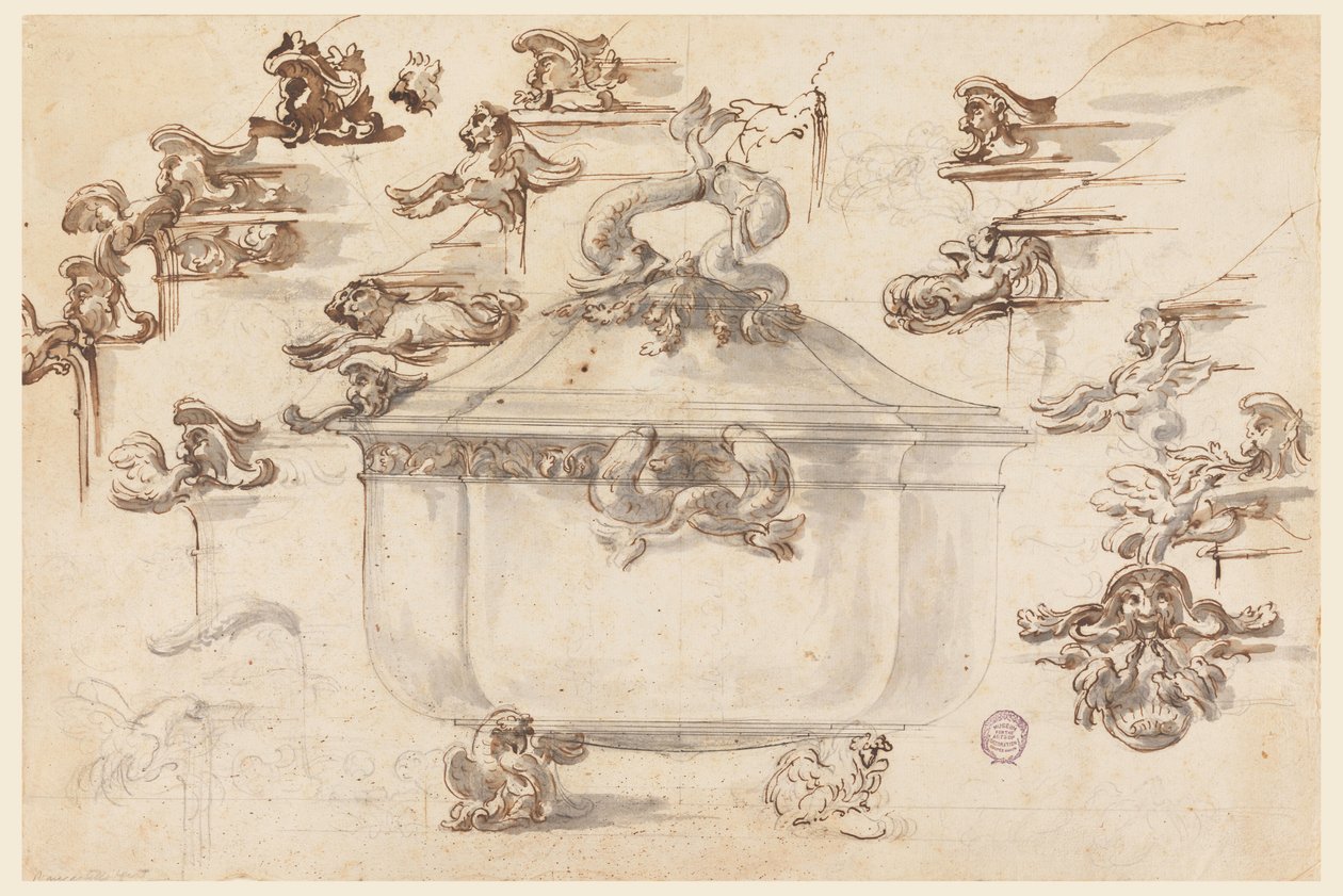 Tegning, design for Silver Tureen, 1769 av Filippo Marchionni