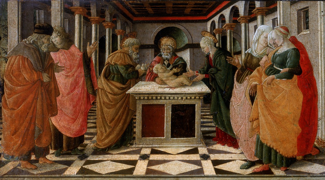 Presentasjonen ved tempelet, predella, detalj, ca. 1470 av G. da and Filippi, C. Carpi