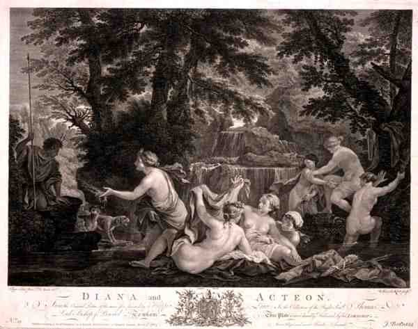 Diana and Acteon, gravert av William Woollett (1735-85), utgitt av J. Boydell av Filippo (after) Lauri