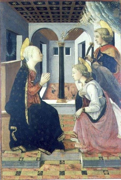 Bebudelsen med St. Julian (panel) av Filippo (workshop of) Lippi