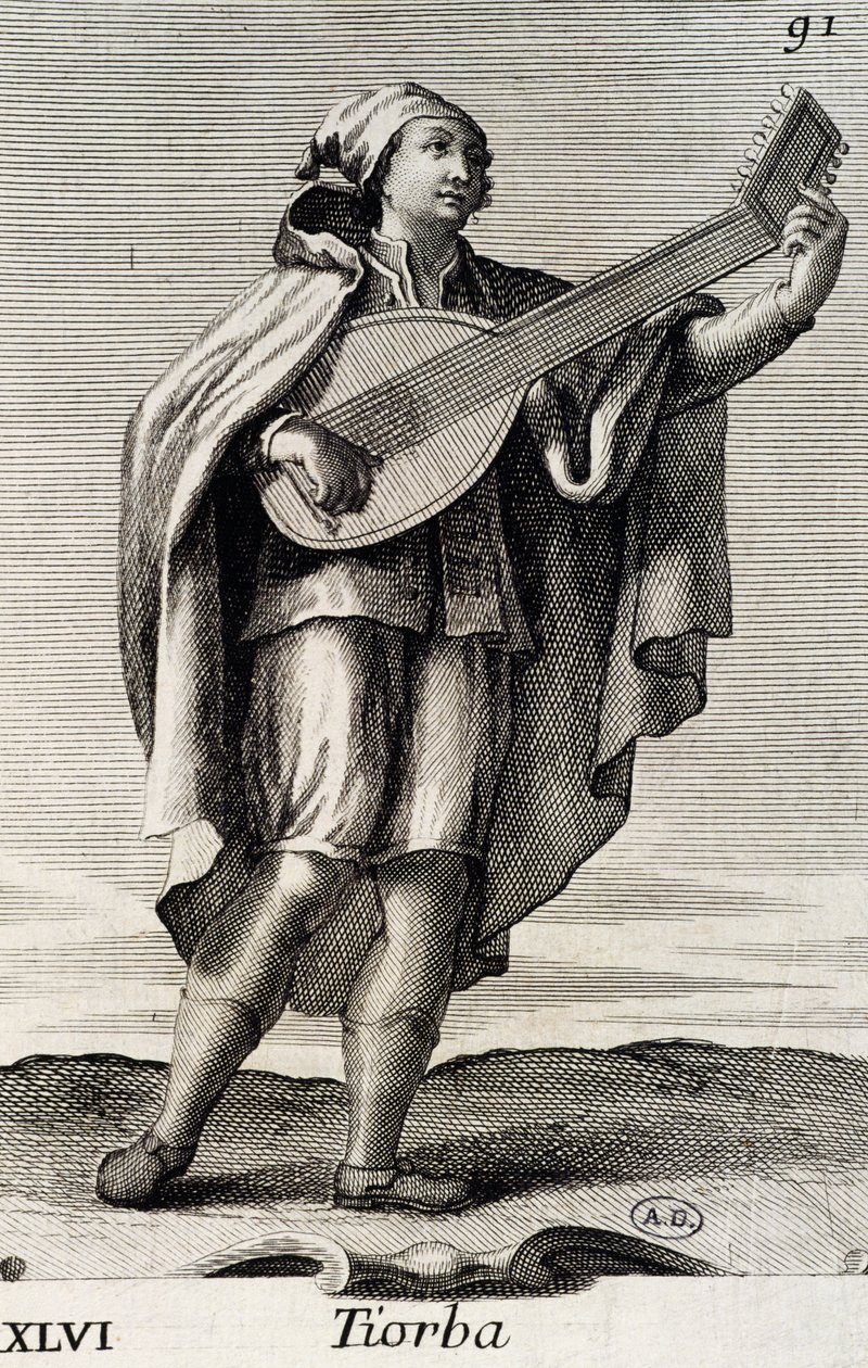 Mann som spiller teorbo av Filippo Bonanni