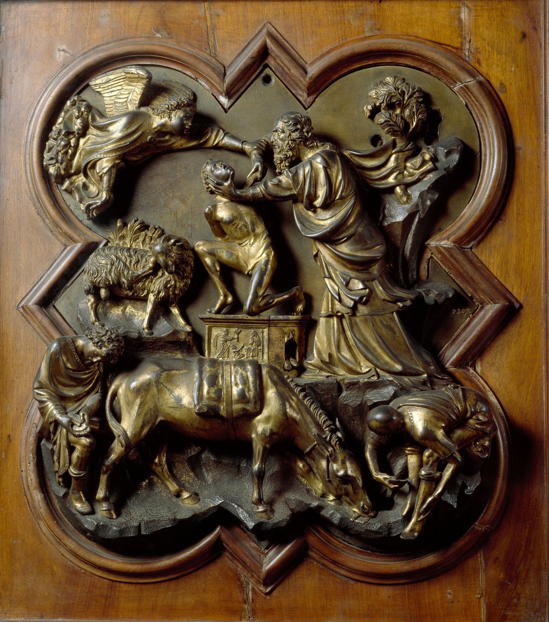 Isaks offer. Basrelieff realisert av Filippo Brunelleschi (1377-1446) av Filippo Brunelleschi