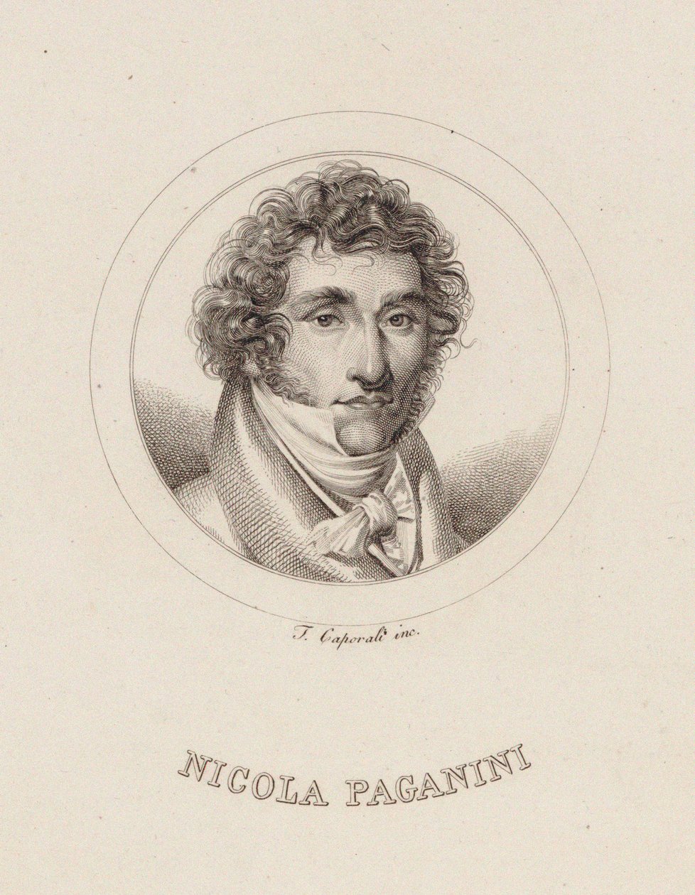 Portrett av Niccolò Paganini 1782-1840, 1840. av Filippo Caporali