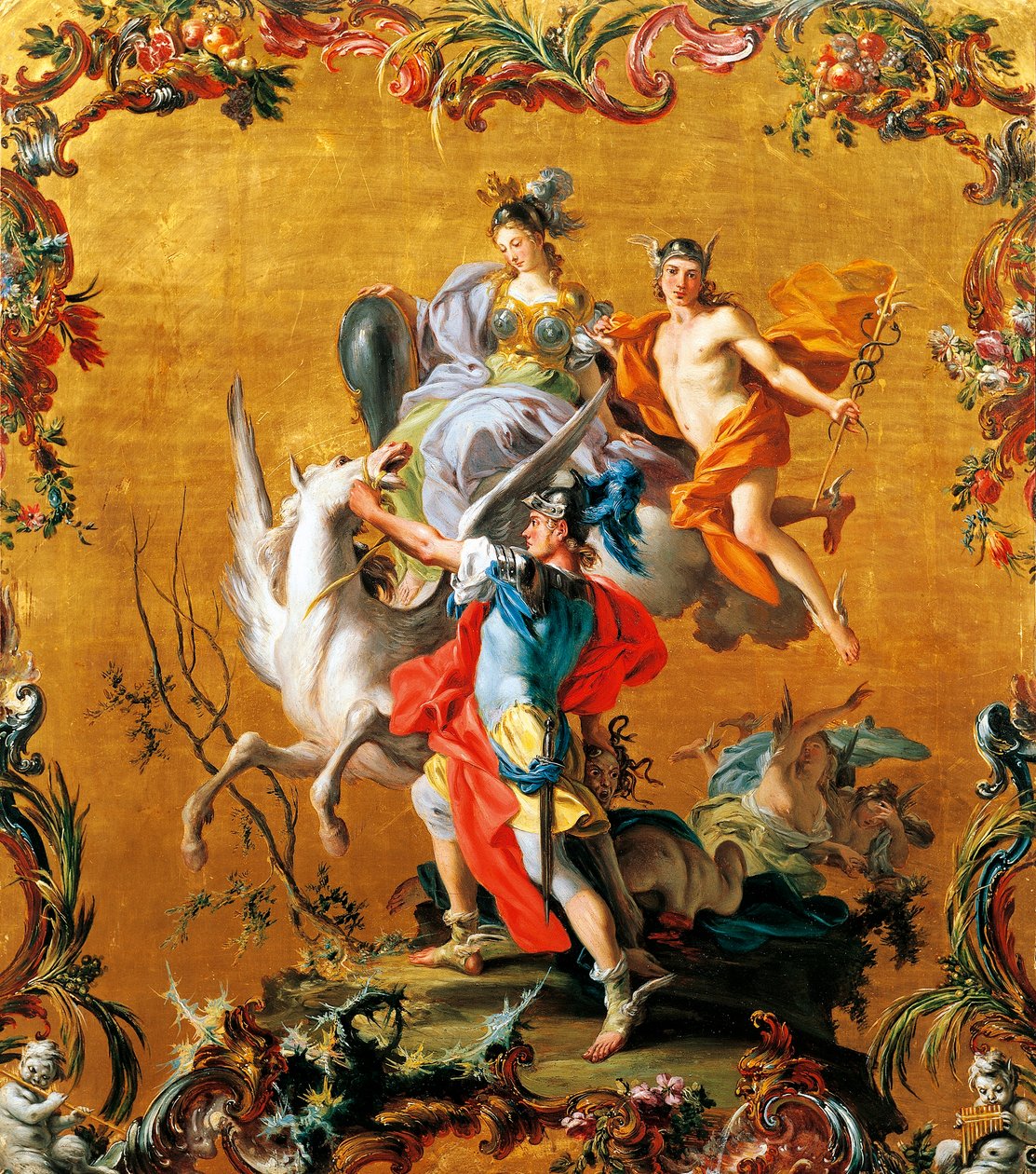 Pegasus' fødsel, av Filippo Falciatore (aktiv 1728-1768). av Filippo Falciatore