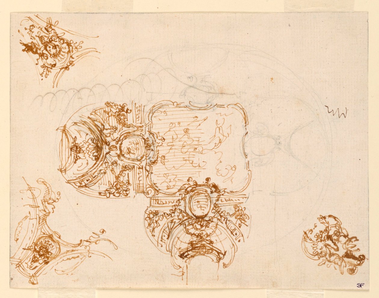 Takdesign for Salone di Stupinigi (hovedhallen til jakthytta) av Filippo Juvarra