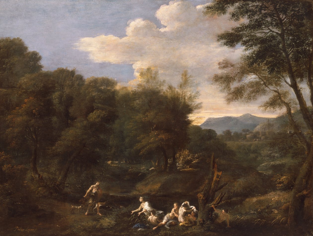 Diana og Actaeon (olje på lerret) av Filippo Lauri