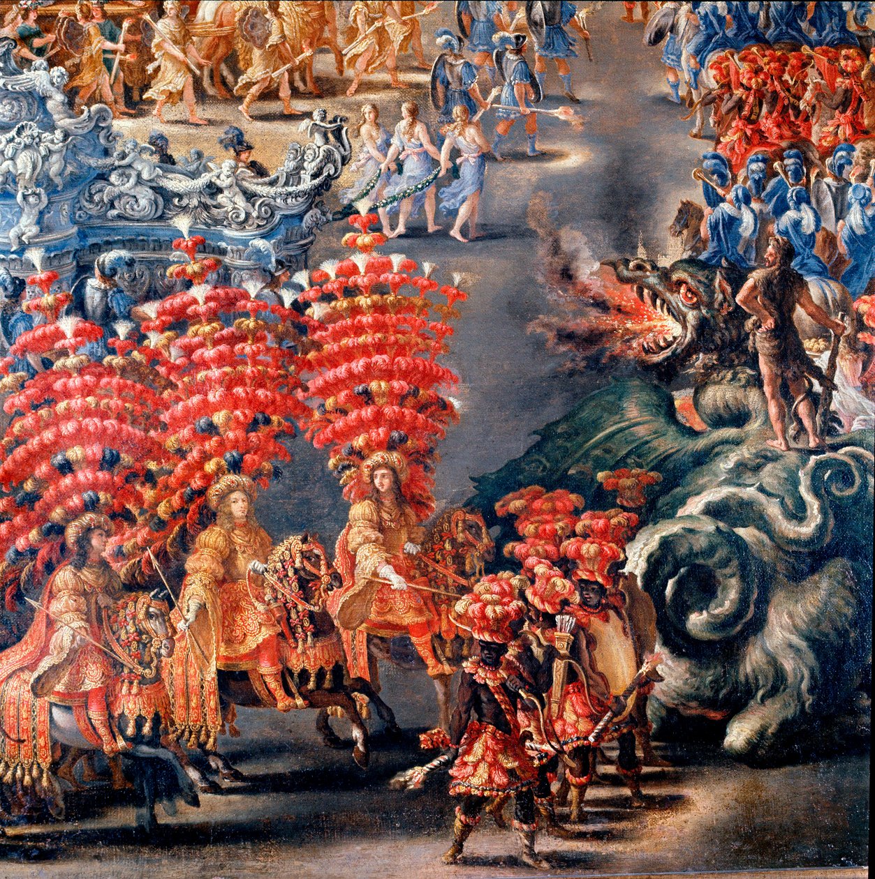 Fest på Palazzo Barberini til ære for Christine de Suede (Christine av Sverige), den 28/02/1656 Detalj. Maleri av Filippo Lauri (1623-1694) og Filippo Gagliardi (død 1659). Roma fra 1600-tallet, Roma-museet av Filippo Lauri