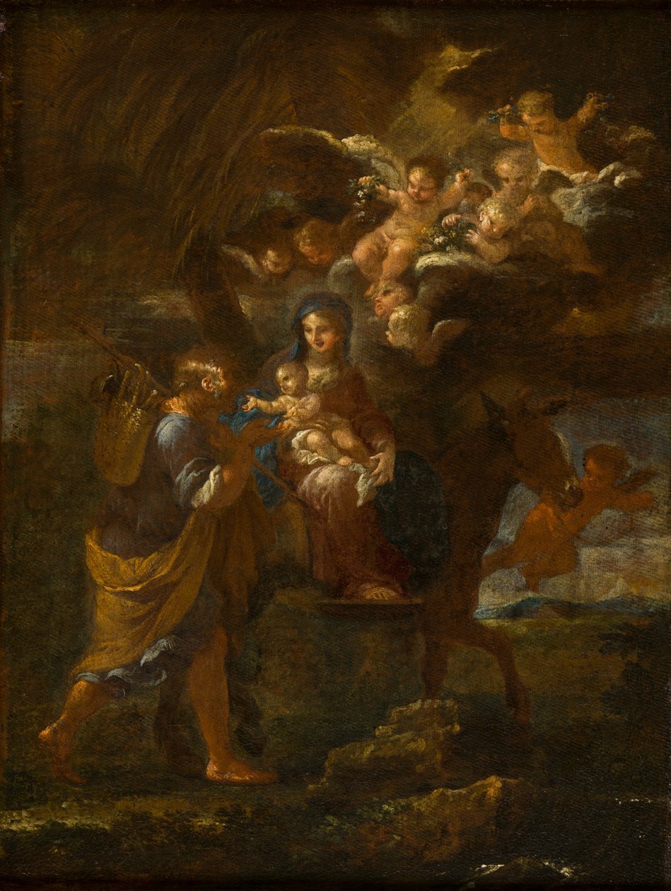 The Flight into Egypt, ca. 1643-94 (olje på lerret) av Filippo Lauri