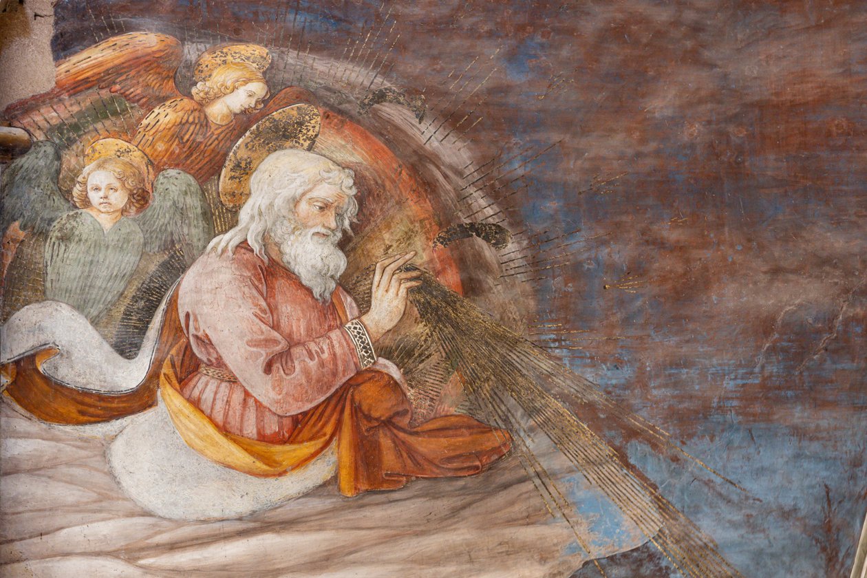 Gud og to engler, detalj av Marias kroning av Filippo Lippi