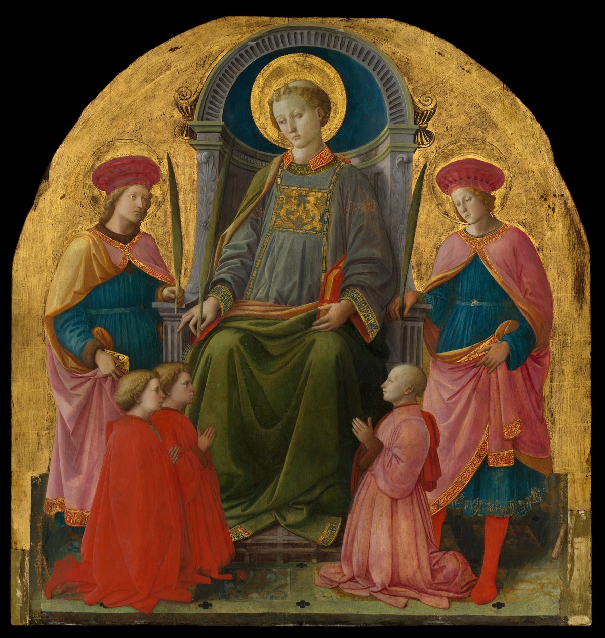 Saint Lawrence tronet med hellige og givere, 1440-tallet. av Filippo Lippi
