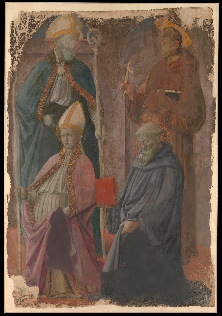 Saints Augustine og Francis, en biskop Saint, og Saint Benedict. av Filippo Lippi
