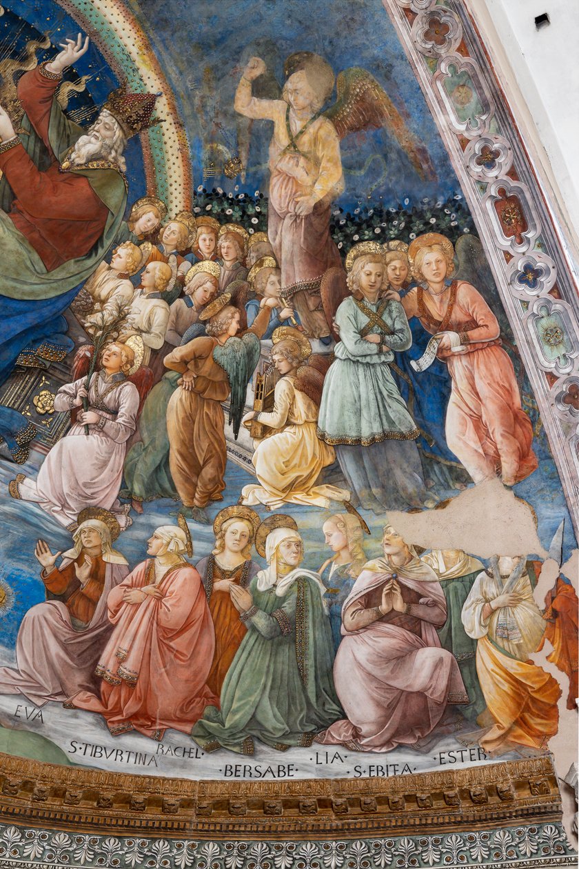 Hellige og engler, detalj av Marias kroning av Filippo Lippi