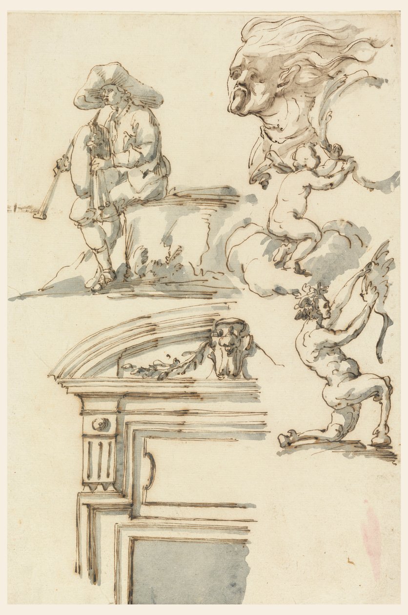 Dørkarm og figurstudier av Filippo Marchionni