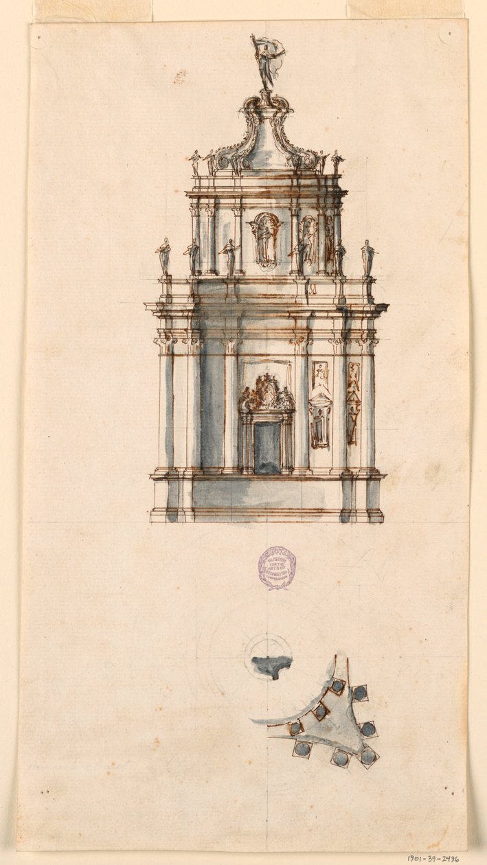 Tegning, prosjekt for et tabernakel, 1750–1775 av Filippo Marchionni