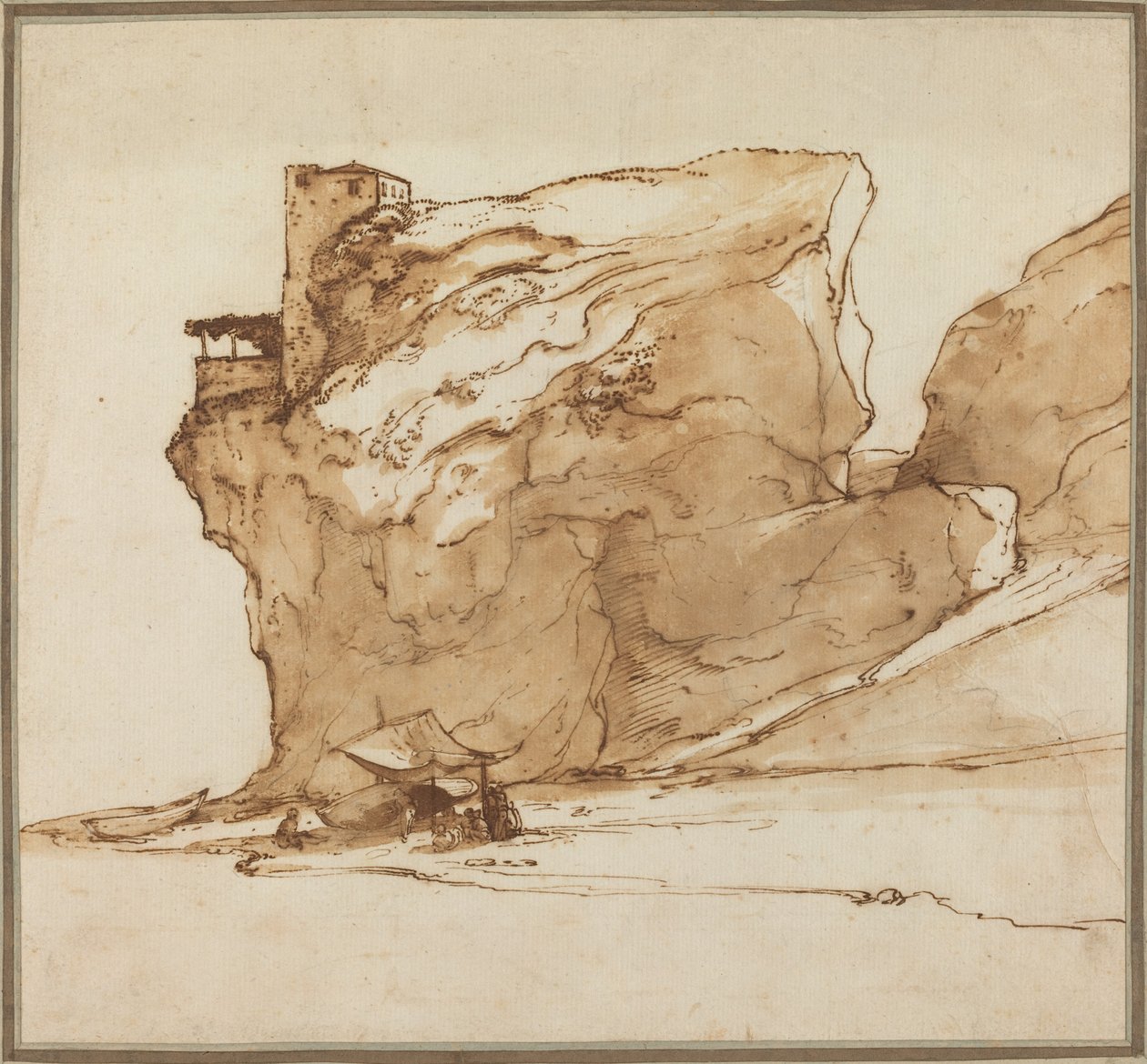 Landskap med en stor stein av Filippo Napoletano