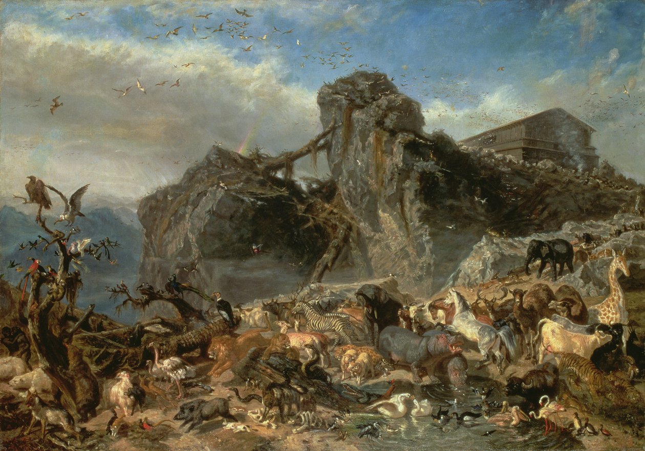 Dyr som forlater arken, Ararat-fjellet av Filippo Palizzi