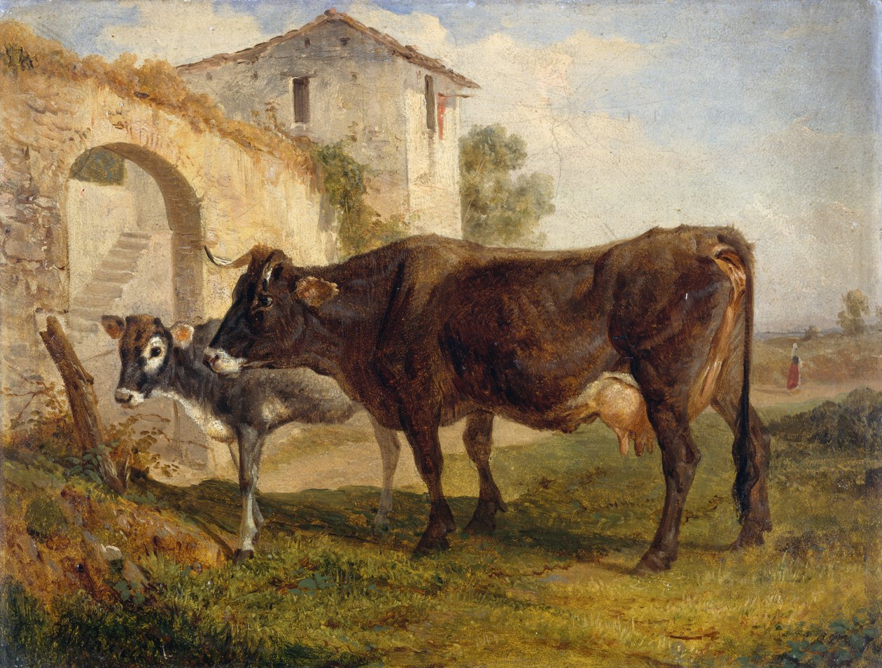 Retur fra beite, av Filippo Palizzi (1818-1899), olje på kort, 32x24 cm, Italia av Filippo Palizzi